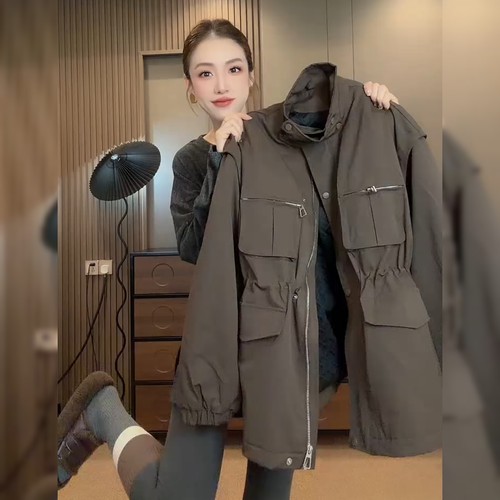 欧洲站欧货抽绳二棉外套女