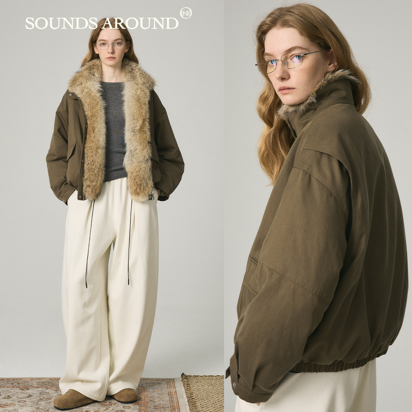 时髦过冬 温暖白鹅绒羽绒服 狼毛皮草一体毛领加厚款SOUNDSAROUND