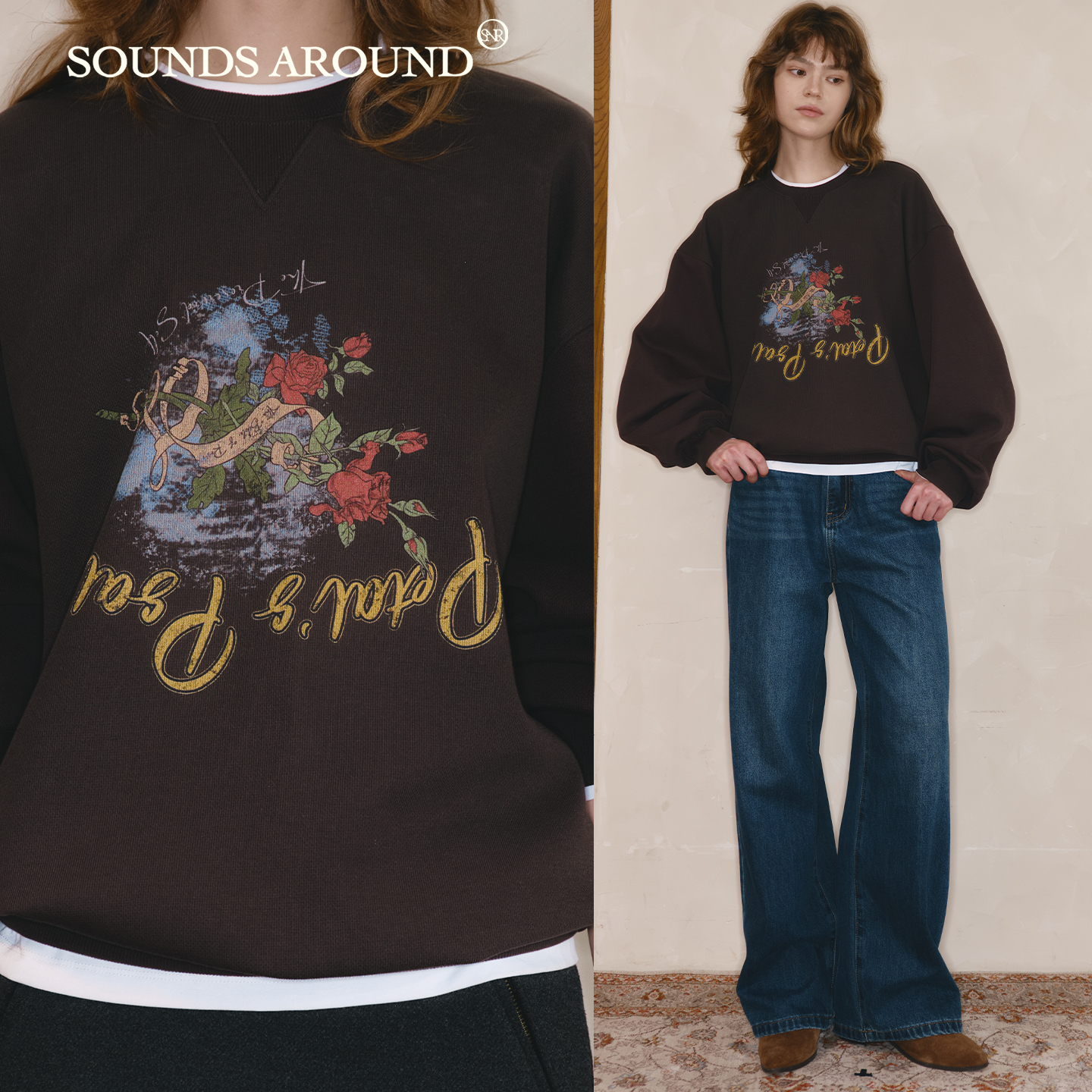 「荆棘狂想曲」原创复古浪漫印花加绒磨毛卫衣SOUNDSAROUND