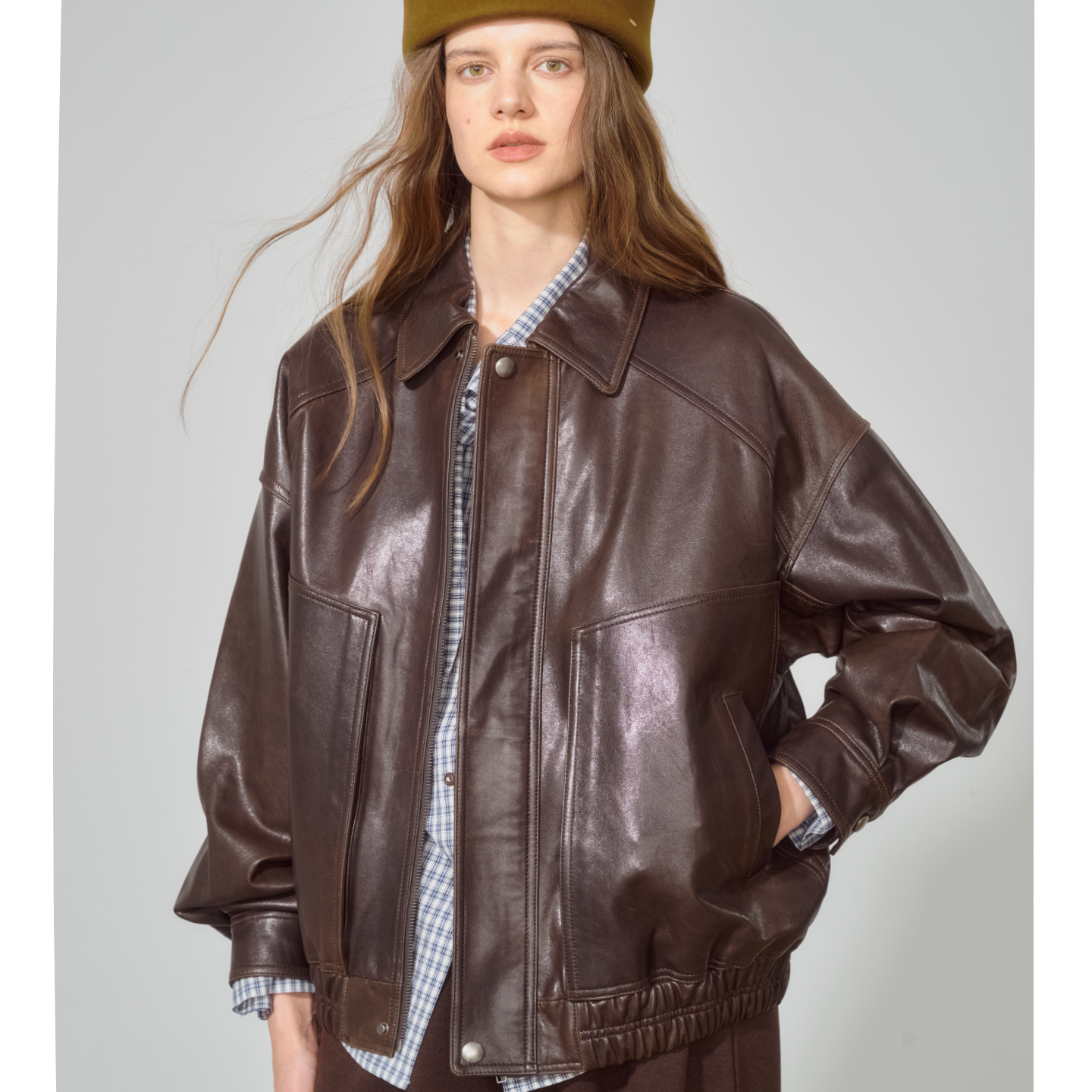 哈灵顿夹克进口油蜡皮绵羊皮夹克SOUNDS AROUND 古着皮外套