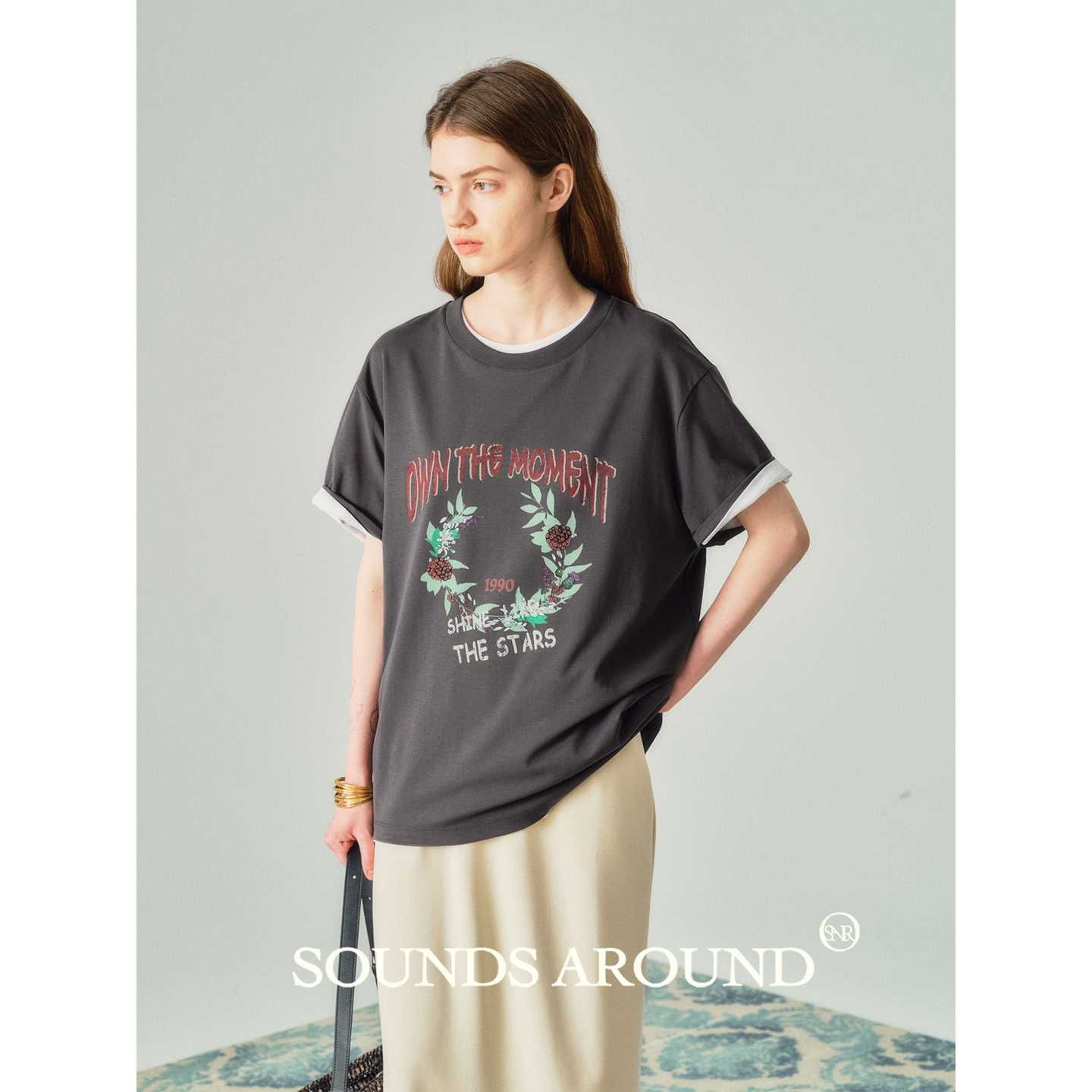 【手绘果实花环】SOUNDS AROUND 美式复古 新疆长绒棉印花T恤