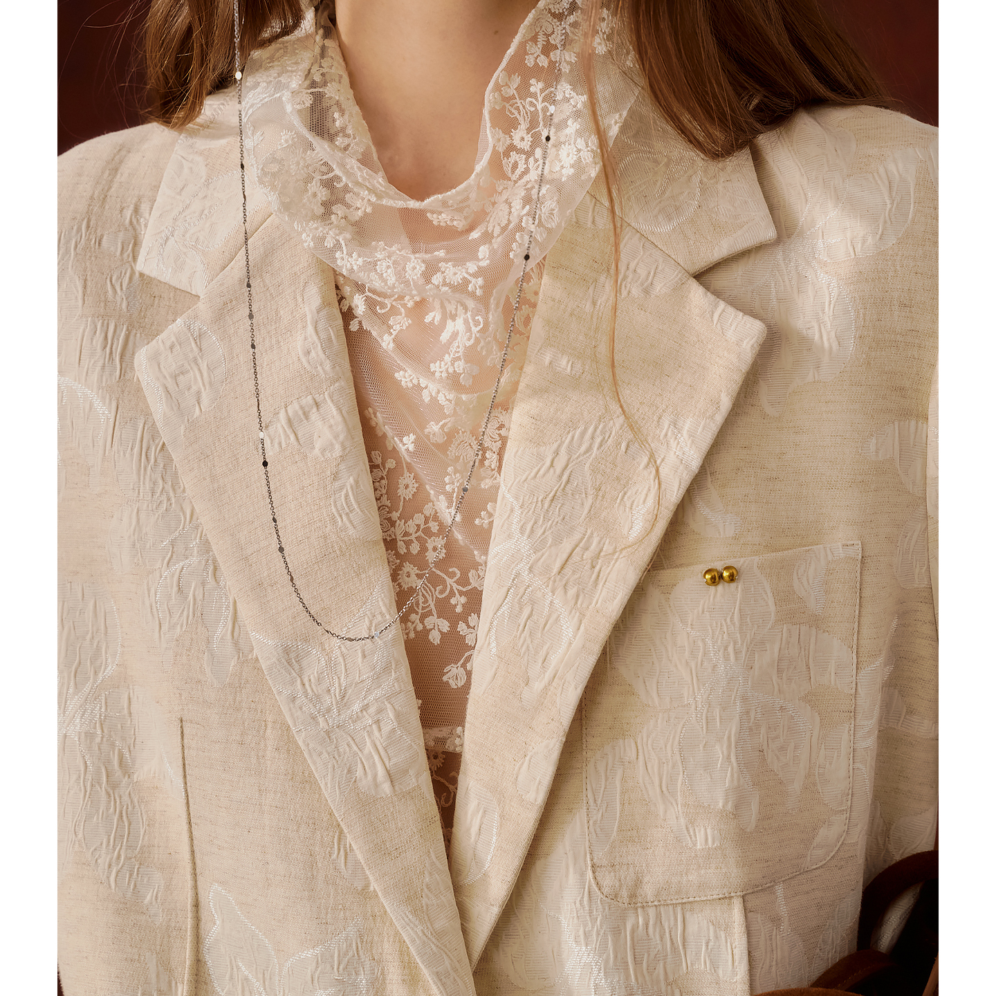 绣花叠穿打底绣花立领T恤