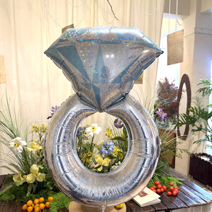 情人节镭射钻石戒指气球装饰七夕节求婚生日表白浪漫场景布置道具