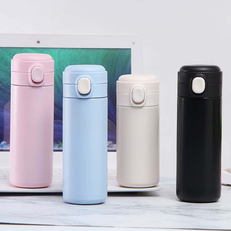 简约304不锈钢豌豆杯户外便携口袋杯女士弹跳杯双层真空保温杯