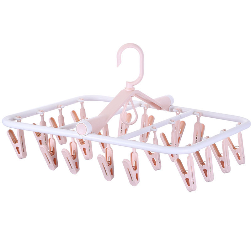 厂家直销晾衣架塑料20夹子晒袜子架 防风晒衣架 儿童衣架