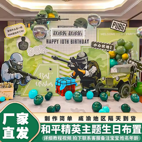 吃鸡主题男孩生日布置kt板