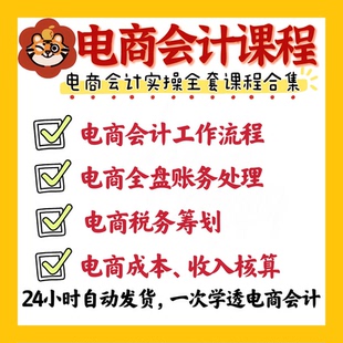 电商会计实操课程淘宝天猫抖音小店直播带货全盘账务处理视频教程
