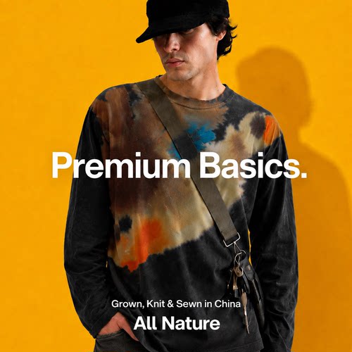 万物All Nature 美式水洗长袖T恤男女同款宽松圆领吸汗潮酷上衣