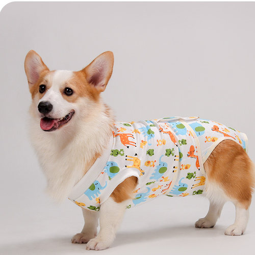 宠物柴犬柯基公母狗狗绝育服薄款断奶防掉毛防舔四脚衣服手术后服