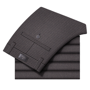 休闲裤 子男秋冬九分男裤 男修身 直筒宽松裤 千鸟格子长裤 2024年新款