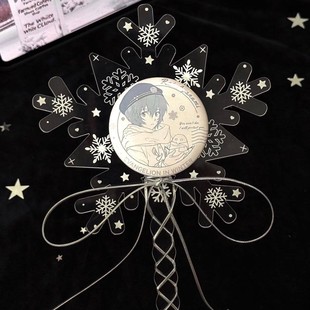 新款 自制雪花吧唧打卡棒高颜值桌面摆件拍照谷美道具拍照道具打卡