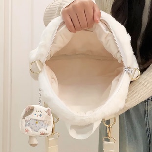 猫咪痛包单双肩斜挎背书包大容量毛绒可爱日常吧唧卡通女轻便新款