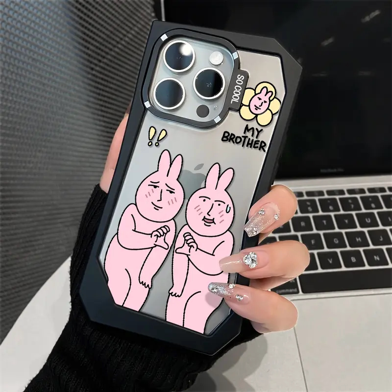滑稽兔子适用苹果15promax手机壳不规则透明壳iphone14个性透亮
