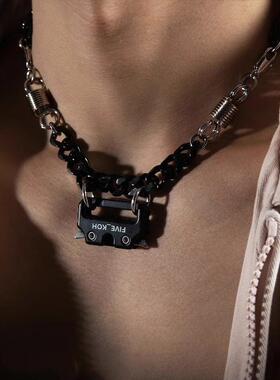 机能复线启示录工业战术锁骨链小众嘻哈朋克卡扣吊坠项链男女