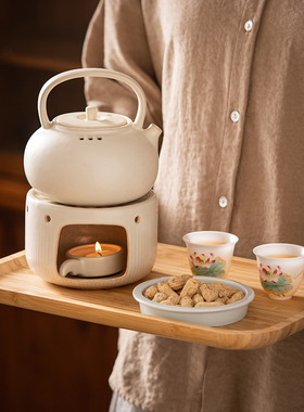 新中式提梁壶苏打釉煮茶壶蜡烛白珍珠茶器大容量提梁壶温teastone