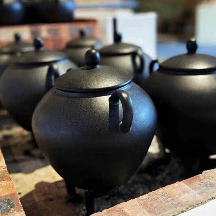 新中式煮茶釜茶饮煮茶釜炭火煮茶壶黑晶炉中药馆熬煮大容量煮茶桶