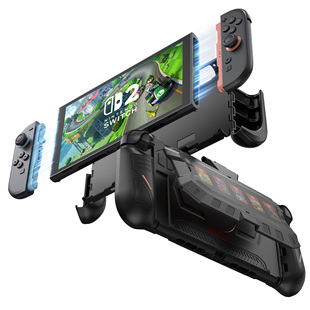任天堂Switch2保护壳游戏机2代机甲风保护套配件带支架卡带收纳软硬全包防摔壳一体式可折叠Joy-Con铰链