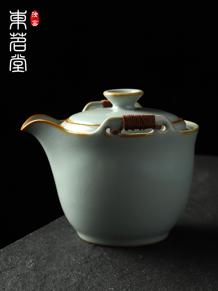 东明堂汝窑大容量陶瓷单壶泡茶家用功夫茶套装手抓式开壶件防烫手,餐饮具,茶壶,淘宝优惠券,粉丝福利购,淘宝优惠卷