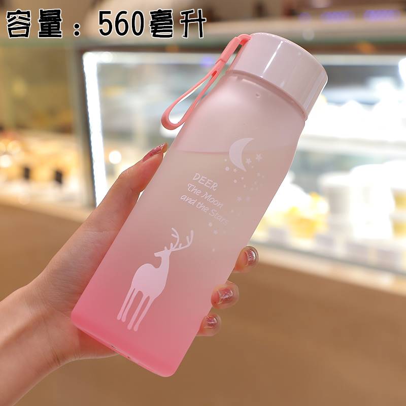 韩版磨砂塑料水杯女男便携创意个性潮流学生原宿茶杯随手杯可爱