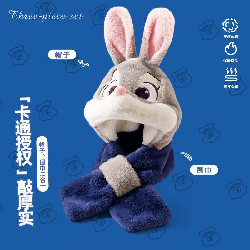 尼克朱迪狐狸情侣连帽三合一围巾