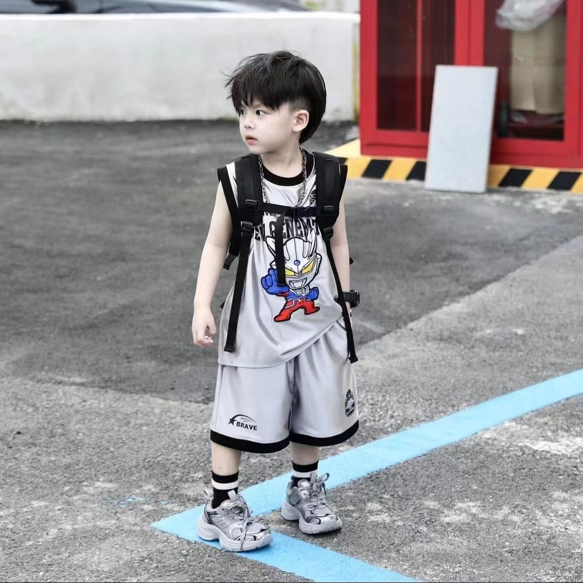 赛罗奥特曼衣服男童背心套装薄款2024新款夏季儿童速干透气篮球服