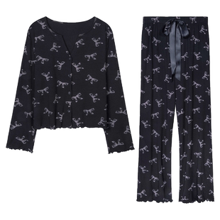 微醺小姐睡衣女套装春秋装2025新款春秋季长袖长裤高级感家居服