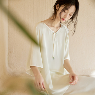 夏季 微醺小姐新中式 短袖 睡衣女夏款 古风国风冰丝家居服 2025新款