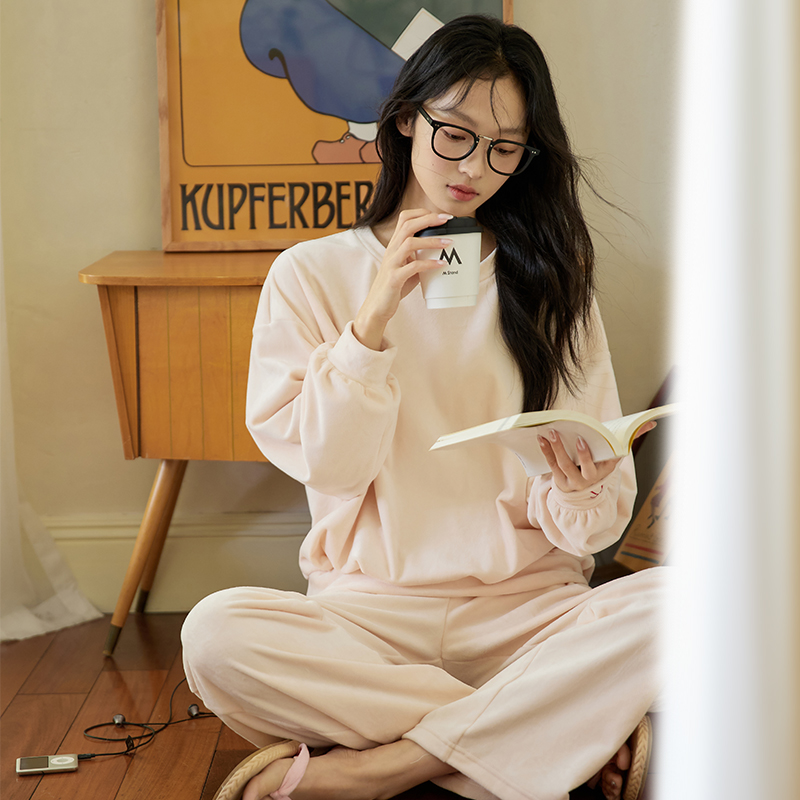 微醺小姐女保暖家居服套装