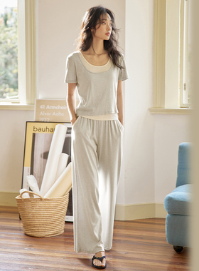 睡衣女套装灰色简约夏装2025新款夏季薄款凉感可外穿短袖家居服