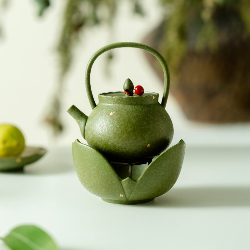 观策器隐陶瓷洒金温茶器套装下午茶茶壶耐高温轻奢家用手提壶茶具