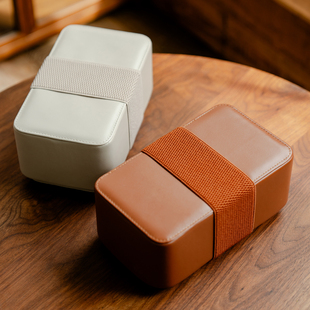 观策器隐可携式旅行茶具双格收纳小号皮包大容量收纳盒户外皮箱