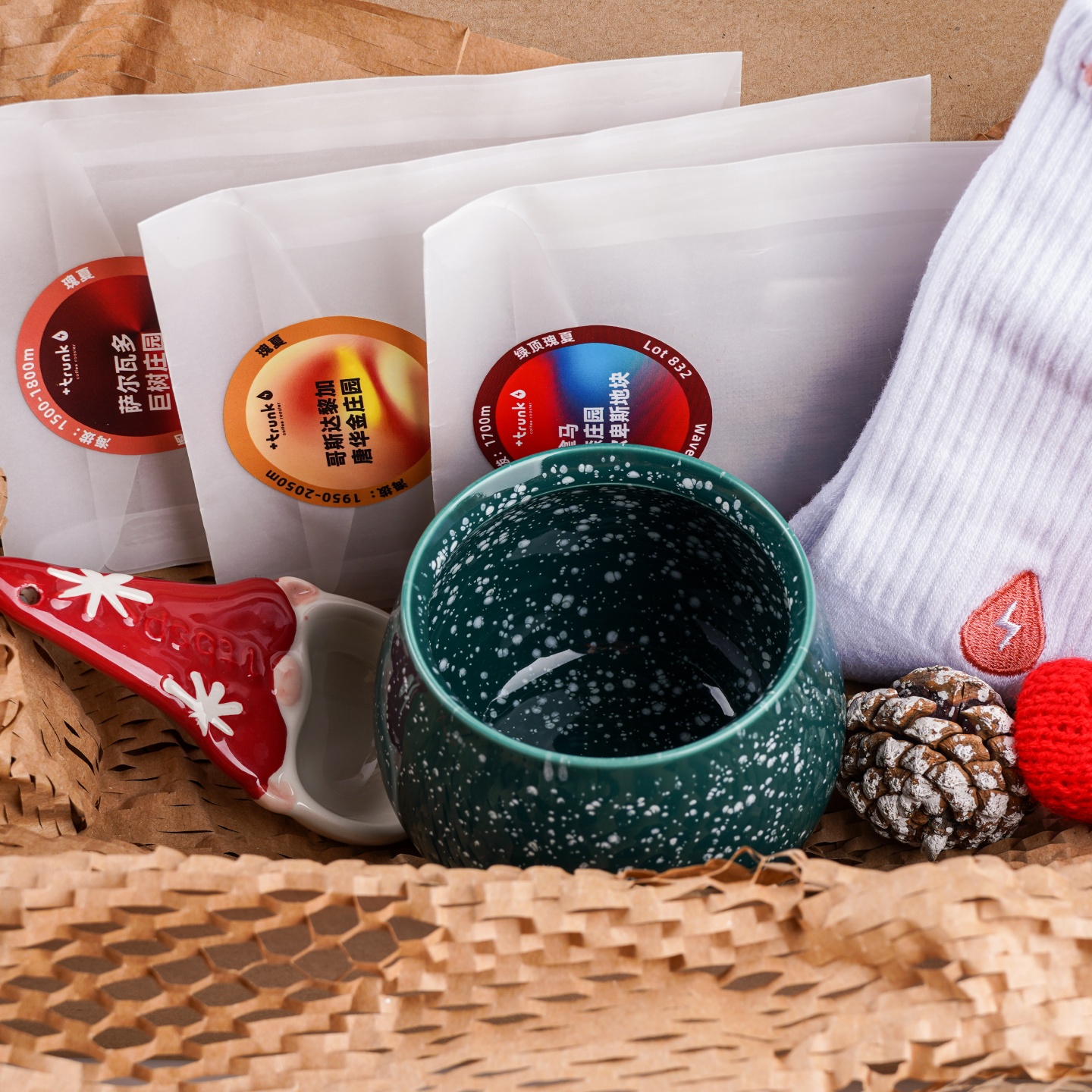 浮器融香杯圣诞馥遇咖啡豆礼盒