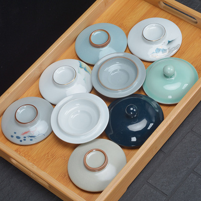 陶瓷水杯茶杯盖子口杯单卖盖子