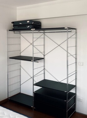 【51cm深包安装】日式金属衣柜卧室衣帽间架子组装落地开放式衣柜