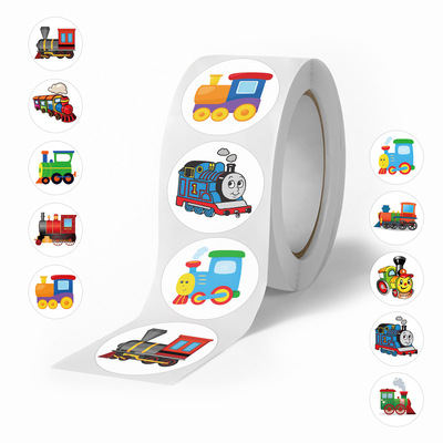 临500张卡通火车卷卷贴纸手账装饰DIY笔记本文具封口贴儿童贴纸