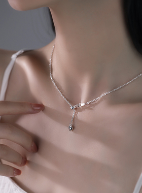 925纯银爱心光珠项链ins风锁骨链