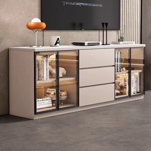 落地电视柜岩板新款现代简约高柜收纳蜂窝铝储物柜高款电视机柜