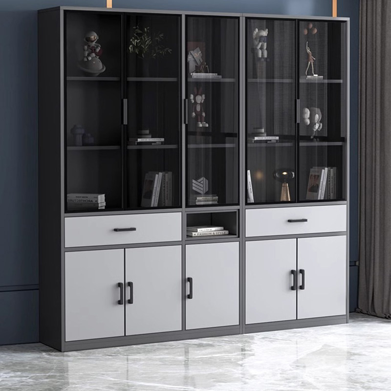 蜂窝铝书柜客厅落地多层玻璃带柜门储物柜简约现代书房收纳展示柜,住宅家具,单个书柜,淘宝优惠券,粉丝福利购,淘宝优惠卷