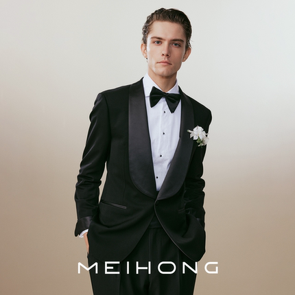 【塔士多系列】黑色婚礼服上衣西服宴会正装正式上衣戗驳领青果领