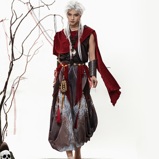 现货|花悦诗风【赤翎】原创古风无袖披风裤子套装江湖侠客汉服夏