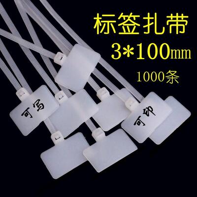 3*100mm自锁式尼龙外标签吊牌扎带固定卡扣 一拉得线束捆绑勒死狗