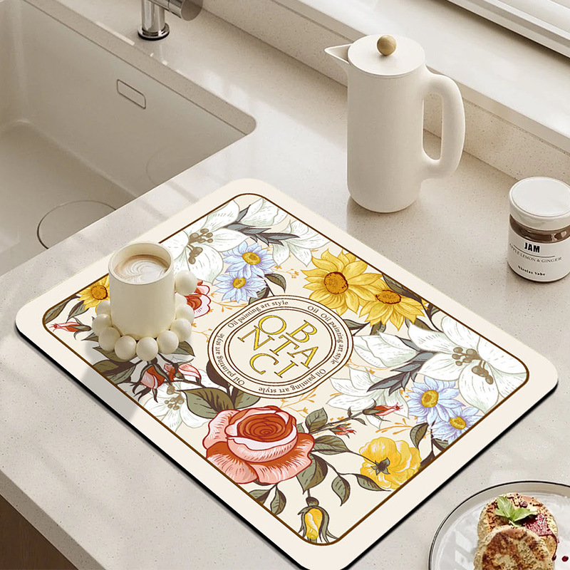厨房台面吸水垫软硅藻泥沥水垫桌面餐具干燥垫杯垫免洗桌垫吧台垫
