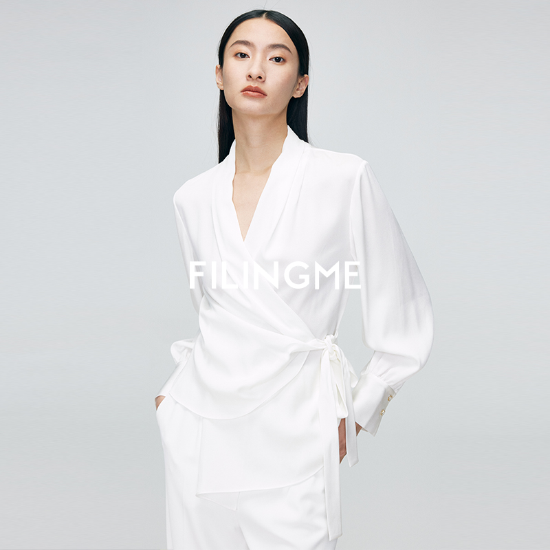 FILINGME垂感绑带长袖上衣
