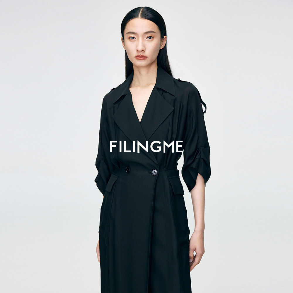 菲埃琳FILINGME26秋装醋酸透视长款风衣秋季轻奢职场通勤收腰外套