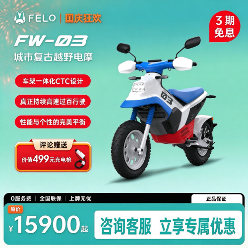 FELO斐兔FW-03高颜值复古城市越野电摩4.18度锂电电动摩托车