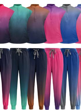 洗手衣套装亚马逊欧美医护工作制服两件套磨砂慢跑服男女42187