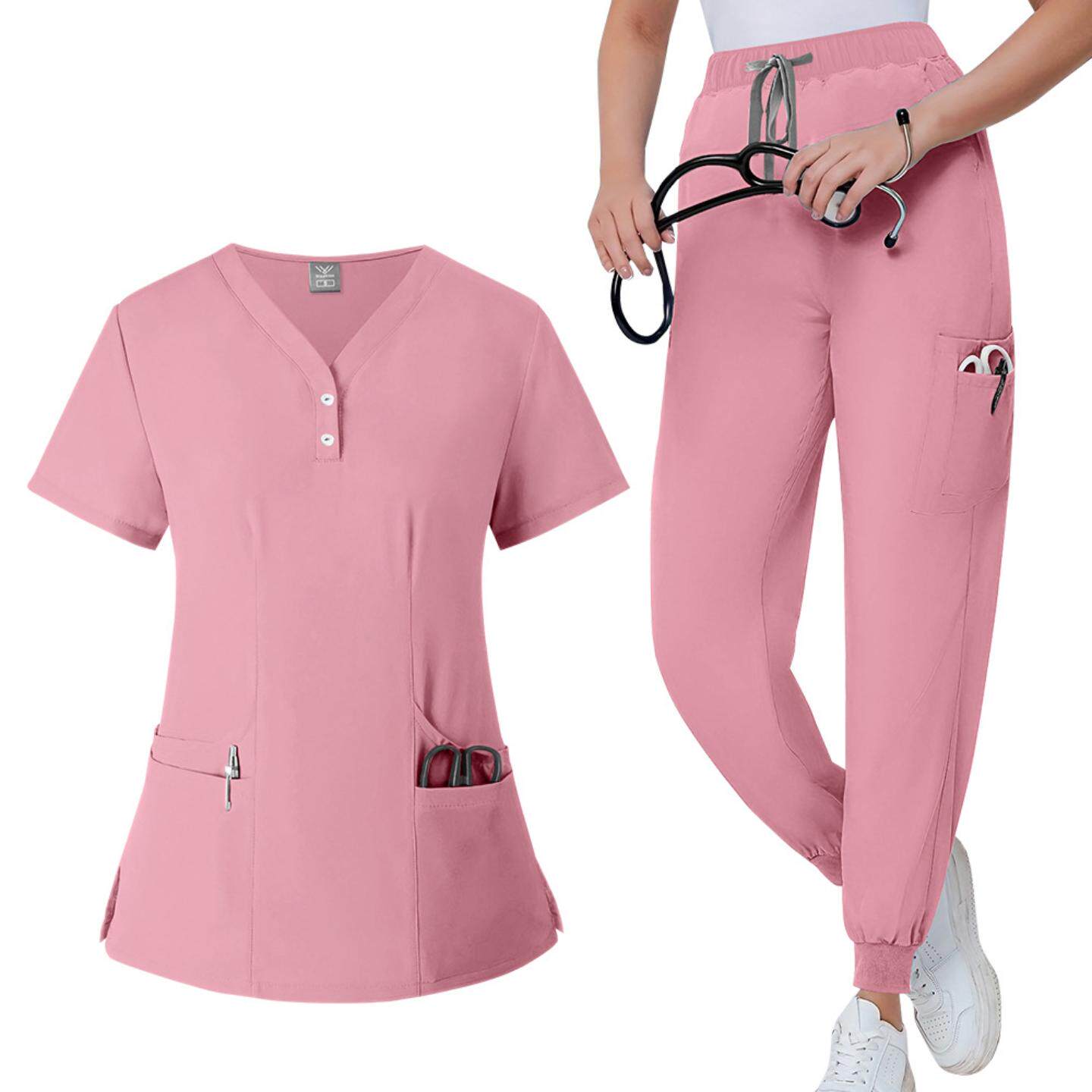 亚马逊手术室短袖洗手服女上衣短T工作服护士手术师隔离衣工作服