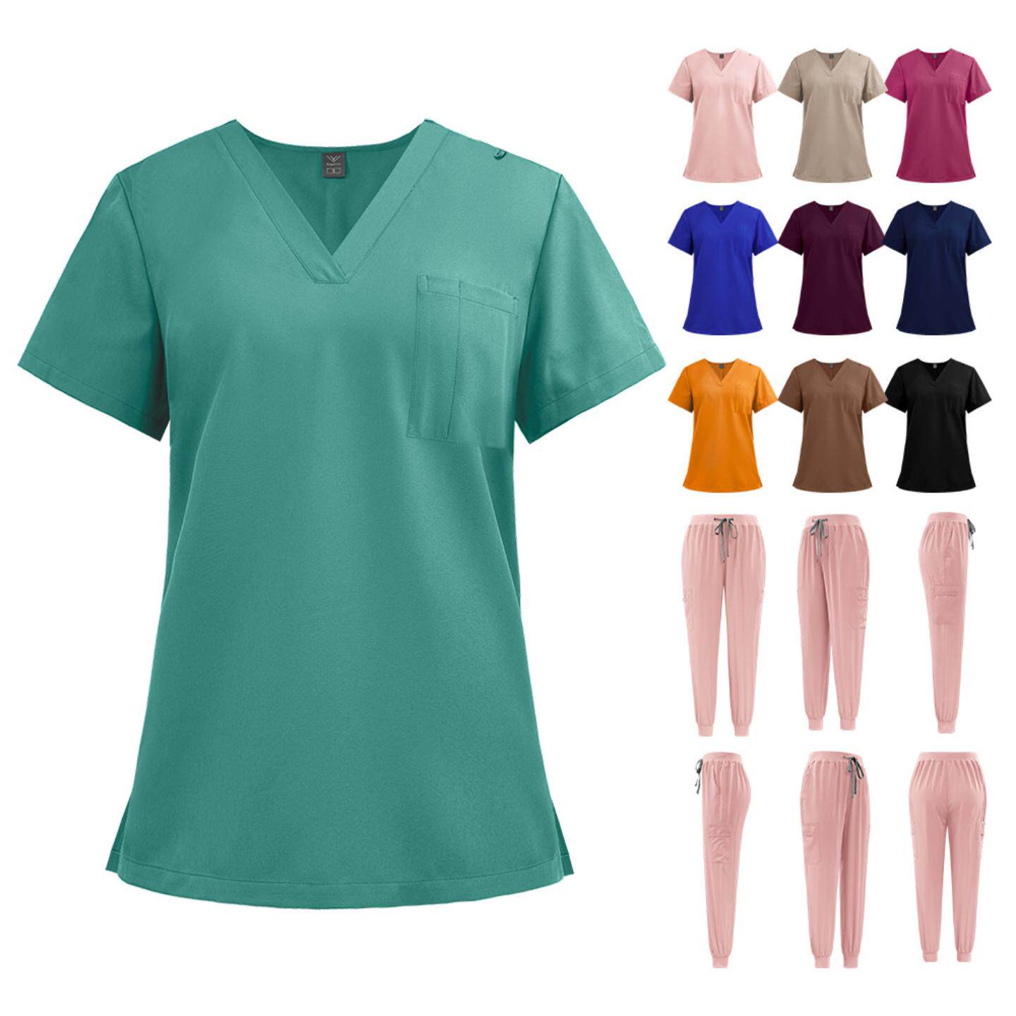 美容师牙科口腔诊所V领分体式医护工作制服男女洗手衣护工工作服