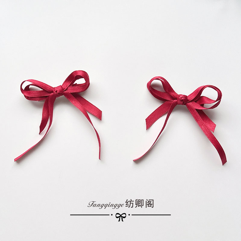 韩式新款甜美简单少女风发卡酒红小蝴蝶结对夹刘海夹边夹发饰头饰