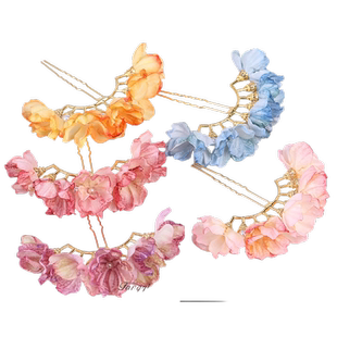 花朵珍珠排簪古风发排钗子汉服绢花发饰簪花头饰排钗簪子明制配饰